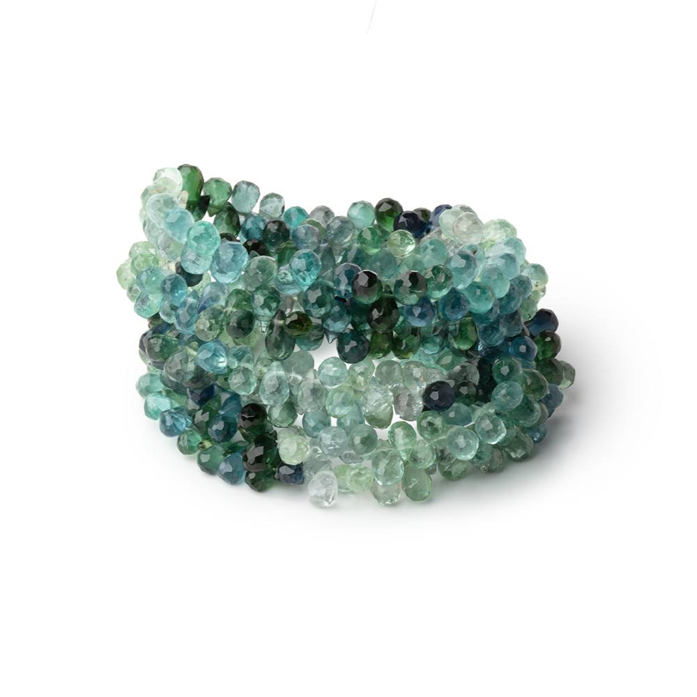 5x3-6x4mm Indicolite & Green Tourmaline Faceted Tear Drop 16 inch 187 Beads AA (ONLINE ORDER ONLY)