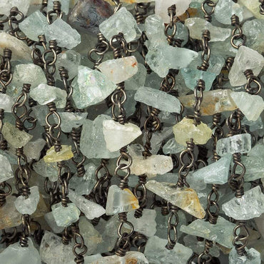 5x3-6x4mm Multi Beryl chip nugget Black Gold plated Chain by the foot (ONLINE ORDER ONLY)