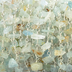 5x3-6x4mm Multi Beryl chip nugget Silver plated Chain by the foot (ONLINE ORDER ONLY)