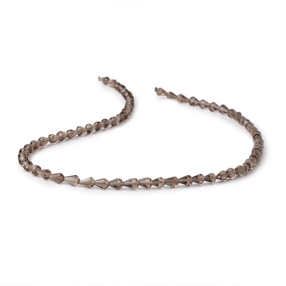 5x3-6x4mm Smoky Quartz Straight Drilled Faceted Tear Drops 14.5 inch 60 Beads (ONLINE ORDER ONLY)