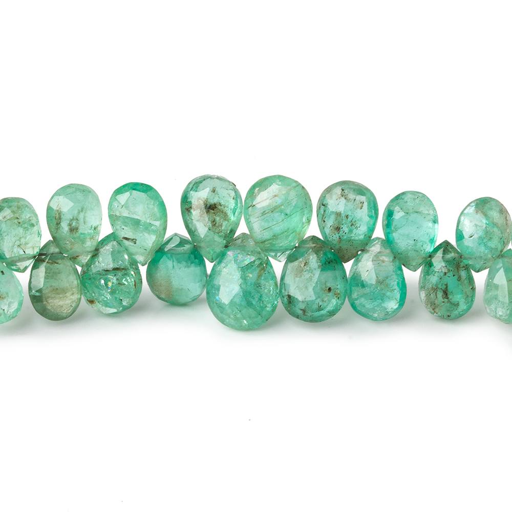 5x3-9x7mm Emerald faceted pear beads 8 inch 72 pieces (ONLINE ORDER ONLY)