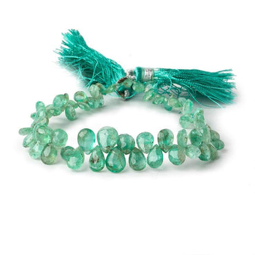 5x3-9x7mm Emerald faceted pear beads 8 inch 72 pieces (ONLINE ORDER ONLY)