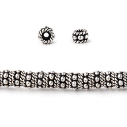 5x3mm Antiqued Sterling Silver Plated Copper Twisted Spacer 8 inch 63 beads (ONLINE ORDER ONLY)