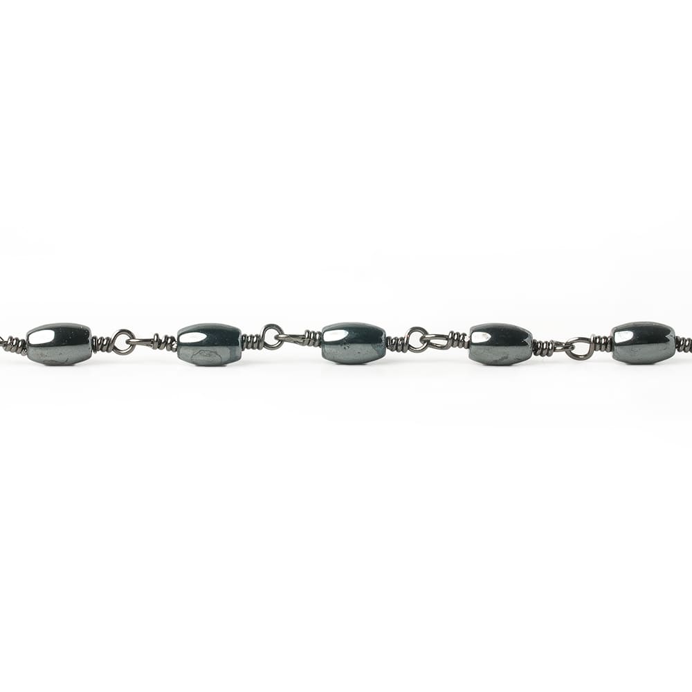 5x3mm Hematite Plain Rice Black Gold Chain by the foot 27 pieces (ONLINE ORDER ONLY)