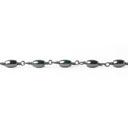 5x3mm Hematite Plain Rice Black Gold Chain by the foot 27 pieces (ONLINE ORDER ONLY)