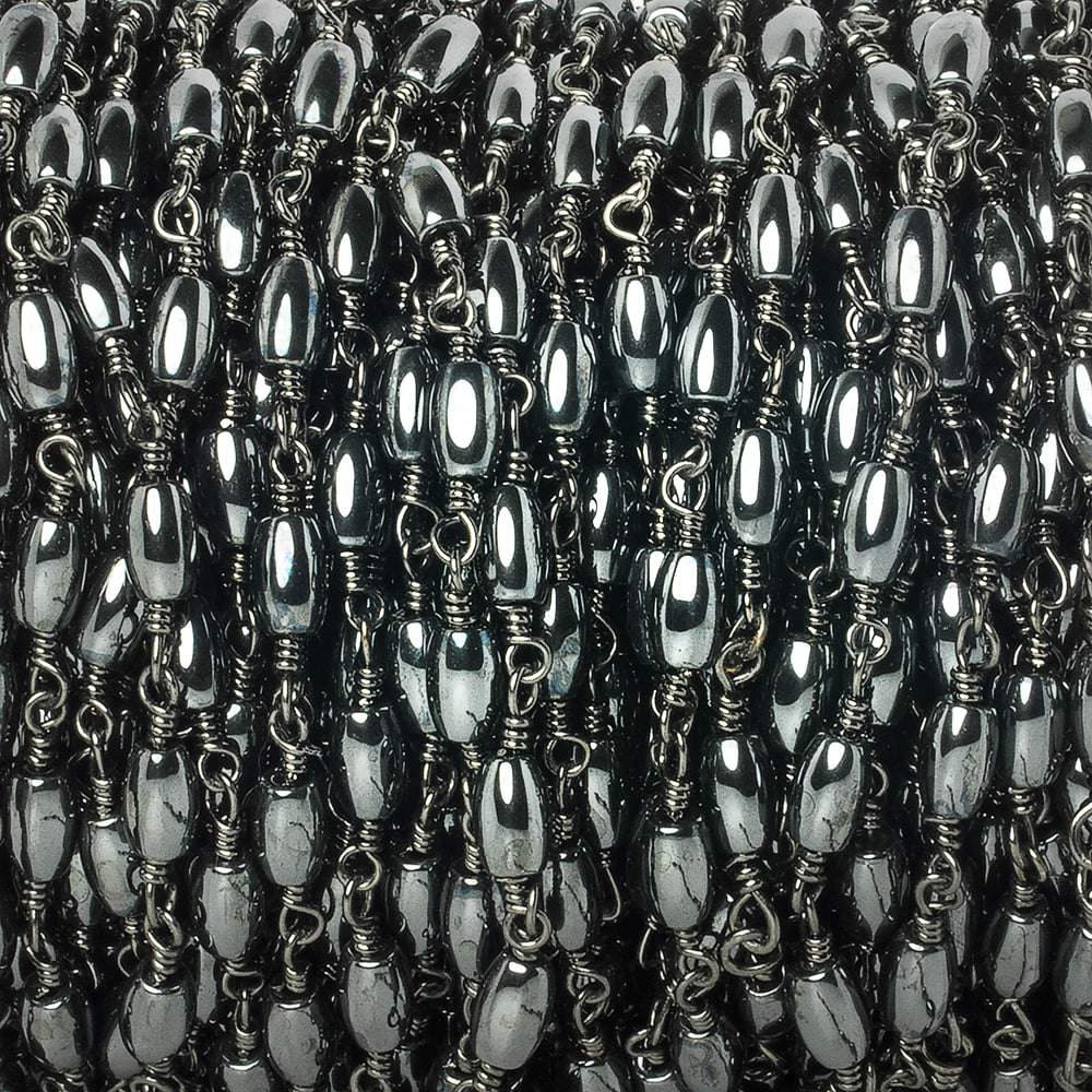 5x3mm Hematite Plain Rice Black Gold Chain by the foot 27 pieces (ONLINE ORDER ONLY)