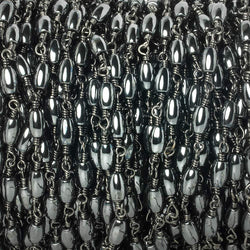 5x3mm Hematite Plain Rice Black Gold Chain by the foot 27 pieces (ONLINE ORDER ONLY)