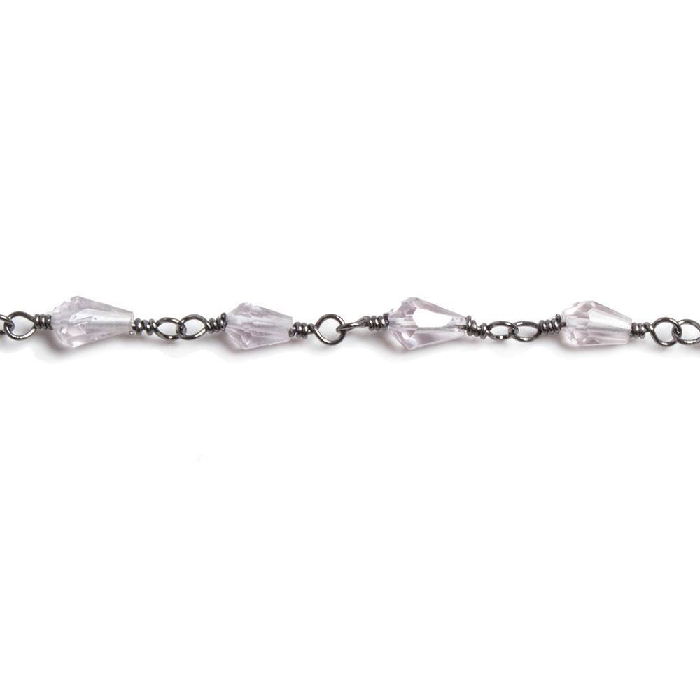 5x3mm Pink Amethyst tear drop Black Gold plated Chain by the foot 31 pieces (ONLINE ORDER ONLY)