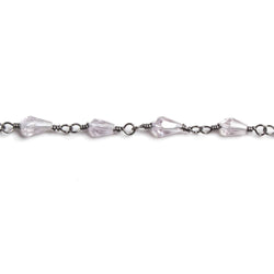 5x3mm Pink Amethyst tear drop Black Gold plated Chain by the foot 31 pieces (ONLINE ORDER ONLY)
