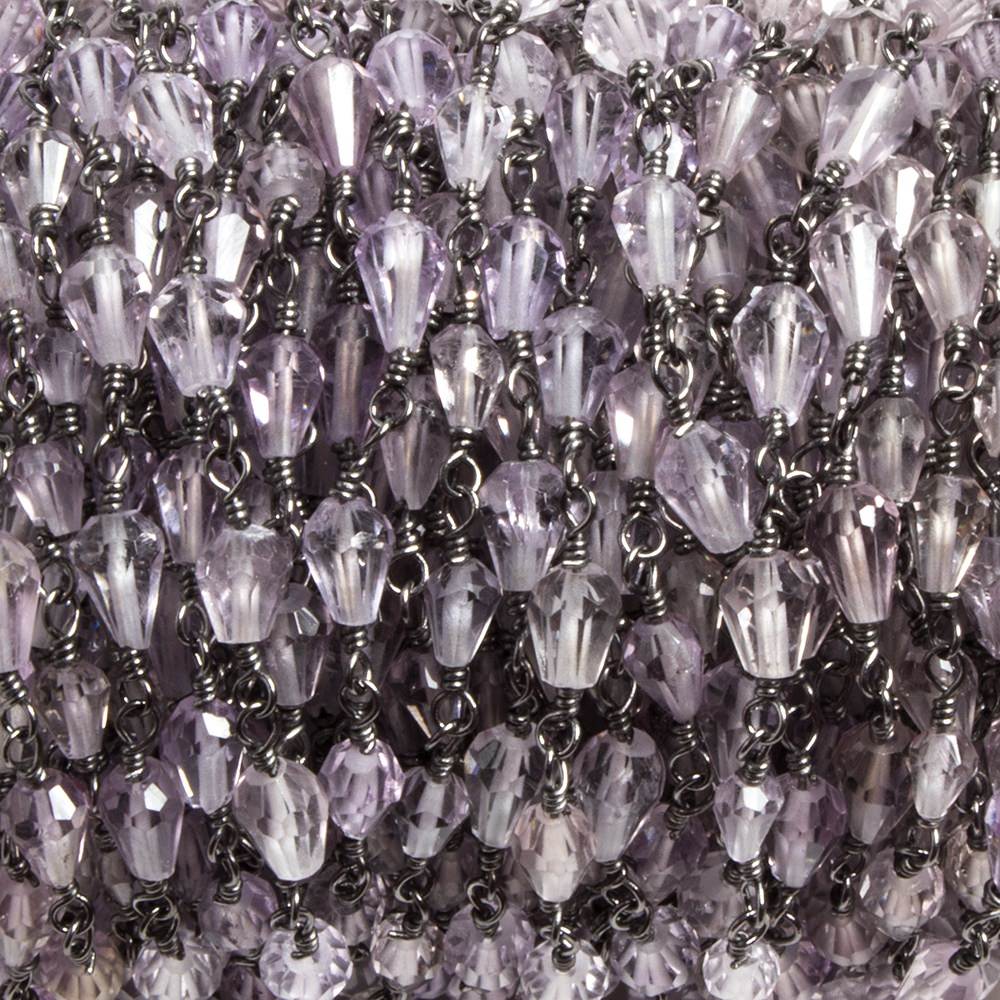 5x3mm Pink Amethyst tear drop Black Gold plated Chain by the foot 31 pieces (ONLINE ORDER ONLY)