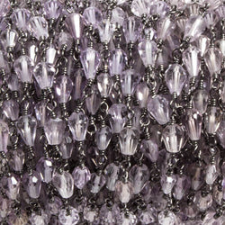 5x3mm Pink Amethyst tear drop Black Gold plated Chain by the foot 31 pieces (ONLINE ORDER ONLY)