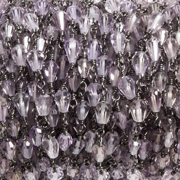 5x3mm Pink Amethyst tear drop Black Gold plated Chain by the foot 31 pieces (ONLINE ORDER ONLY)