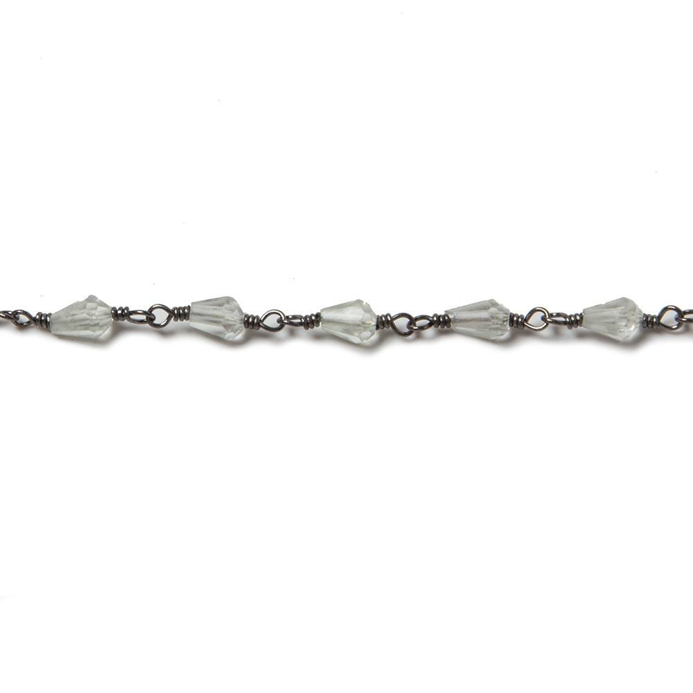 5x3mm Prasiolite tear drop Black Gold plated Chain by the foot 31 pieces (ONLINE ORDER ONLY)