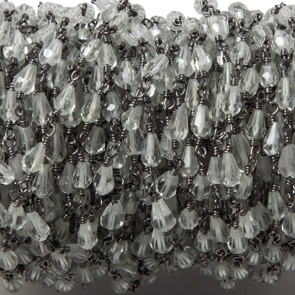 5x3mm Prasiolite tear drop Black Gold plated Chain by the foot 31 pieces (ONLINE ORDER ONLY)