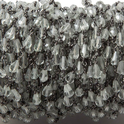 5x3mm Prasiolite tear drop Black Gold plated Chain by the foot 31 pieces (ONLINE ORDER ONLY)