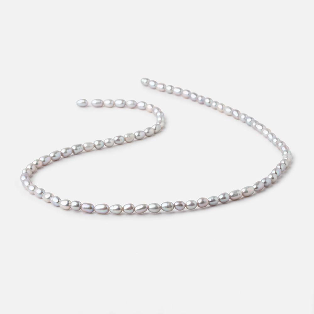 5x3mm Silver straight drilled Oval freshwater pearls 15 inch 75 pieces A (ONLINE ORDER ONLY)