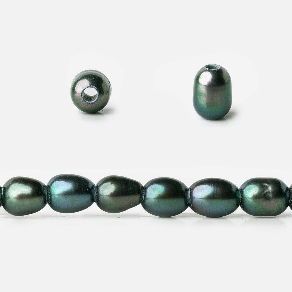 6x4mm Blue Green Peacock Large Hole Oval Freshwater Pearls 15inch 60 pcs (ONLINE ORDER ONLY)