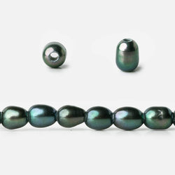 6x4mm Blue Green Peacock Large Hole Oval Freshwater Pearls 15inch 60 pcs (ONLINE ORDER ONLY)