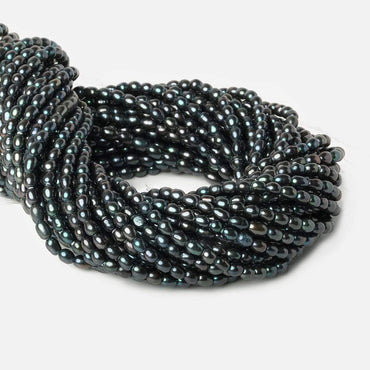 6x4mm Blue Peacock Large Hole Oval Freshwater Pearls 15inch 64 pcs (ONLINE ORDER ONLY)