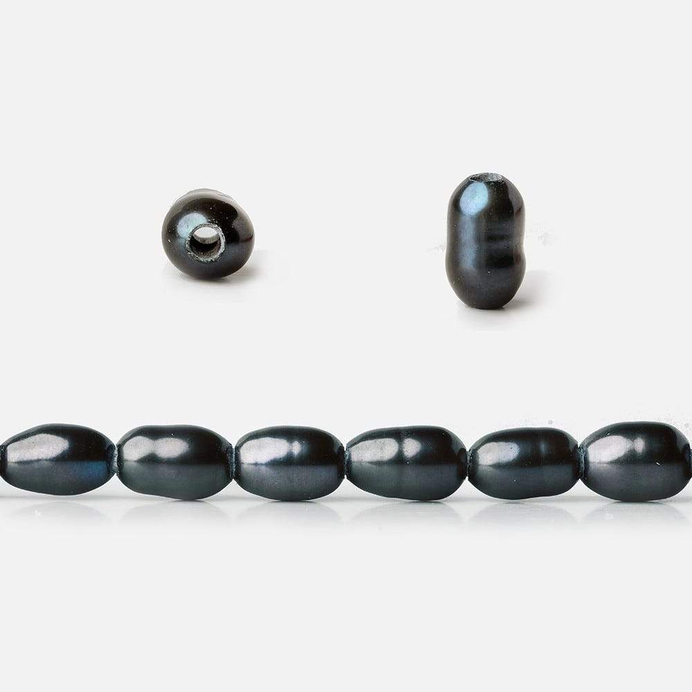 6x4mm Blue Peacock Large Hole Oval Freshwater Pearls 15inch 64 pcs (ONLINE ORDER ONLY)