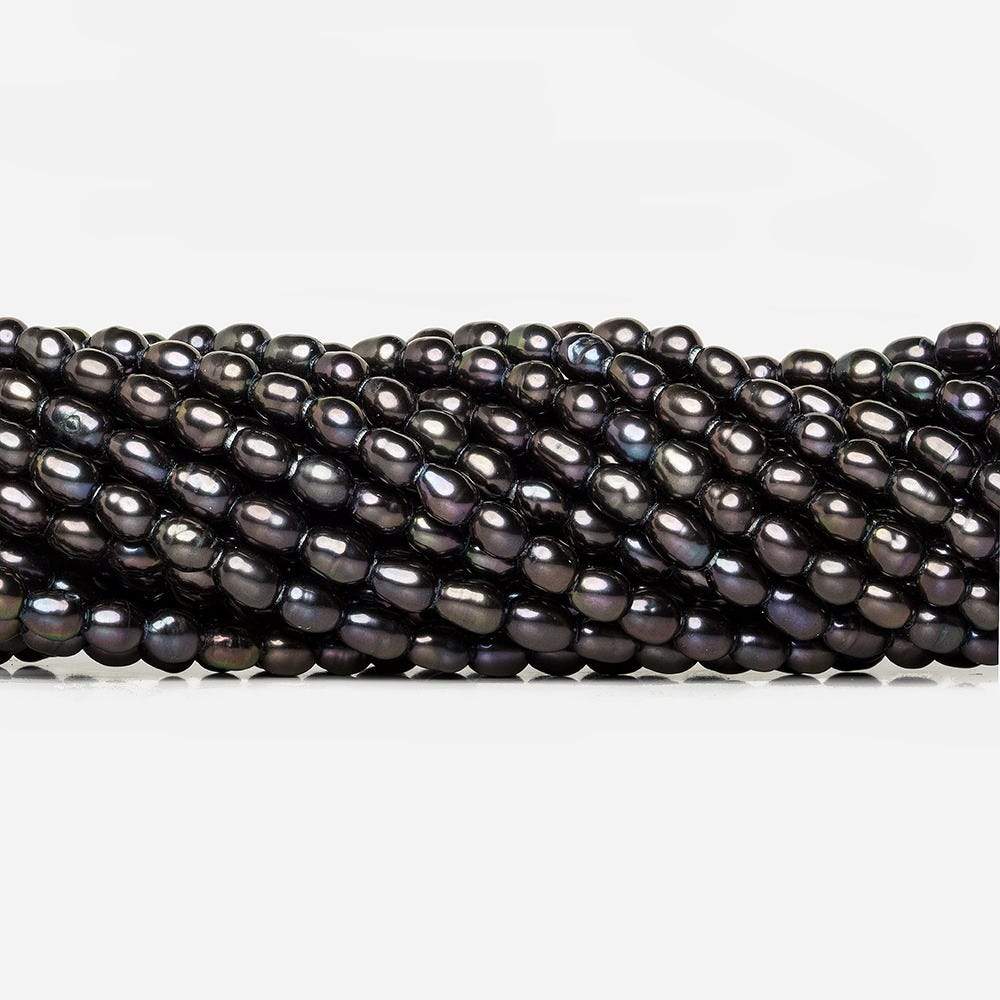 6x4mm Dark Purple Peacock Large Hole Oval Freshwater Pearls 15inch 64pcs (ONLINE ORDER ONLY)