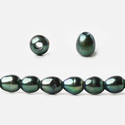 6x4mm Emerald Peacock Large Hole Oval Freshwater Pearls 15 inch 60 pcs (ONLINE ORDER ONLY)