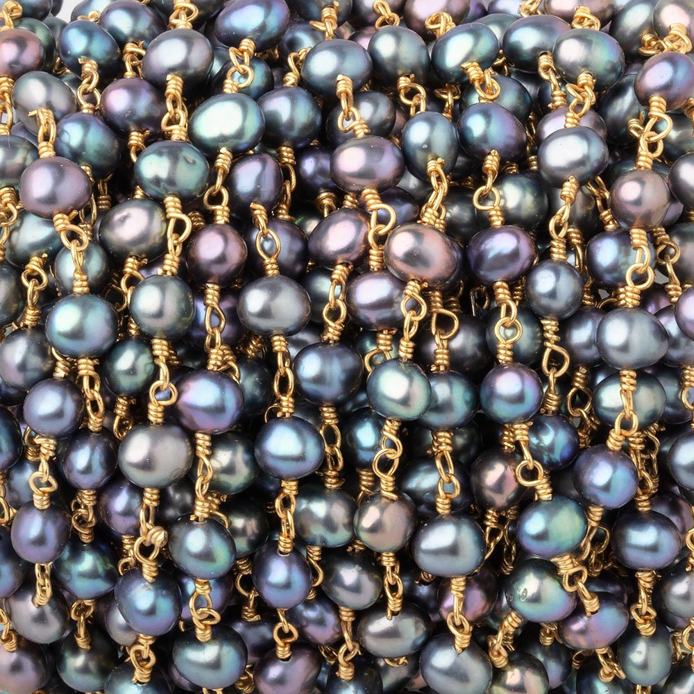 5x4-6x4mm Peacock Baroque Pearls on Gold Plated Chain (ONLINE ORDER ONLY)