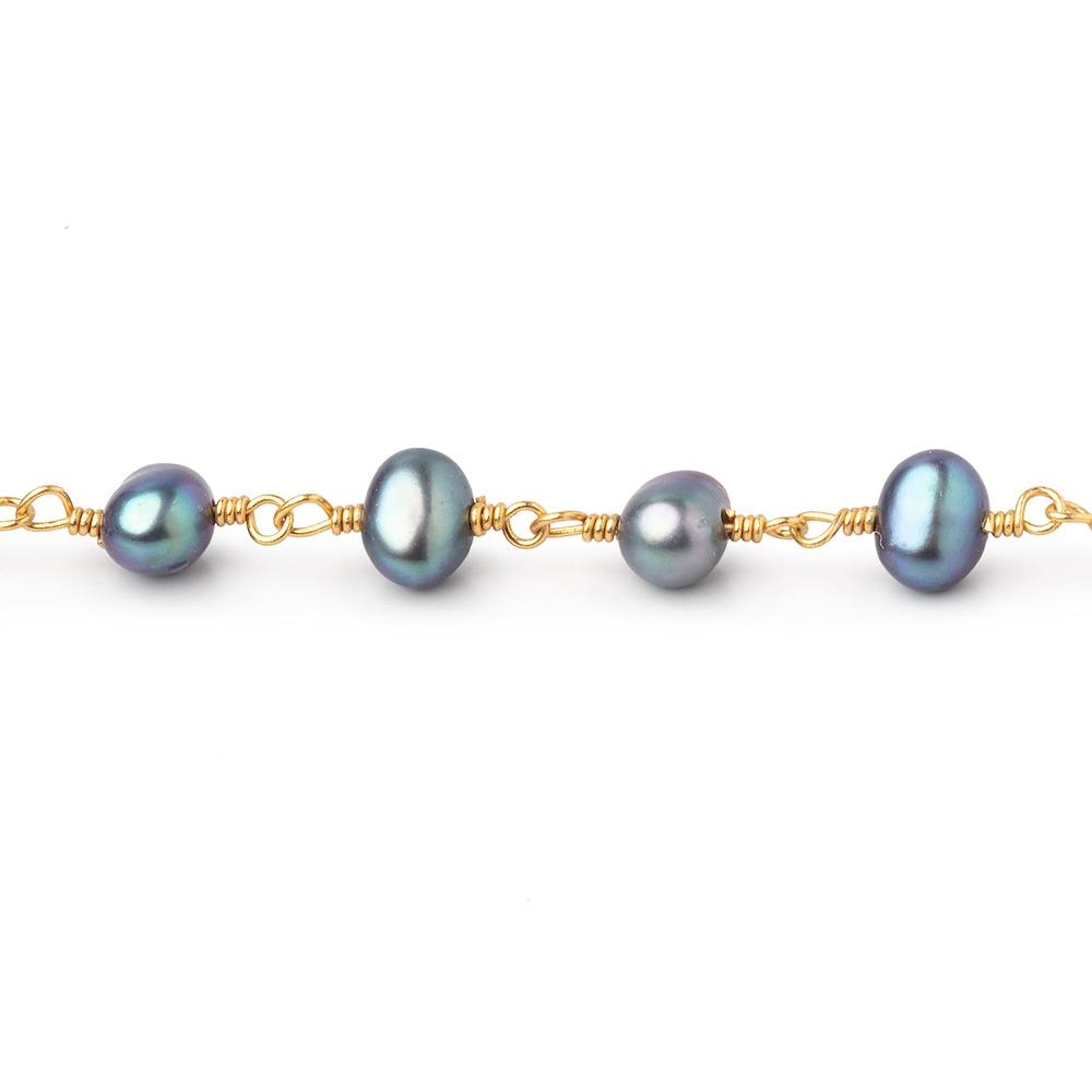5x4-6x4mm Peacock Baroque Pearls on Gold Plated Chain (ONLINE ORDER ONLY)