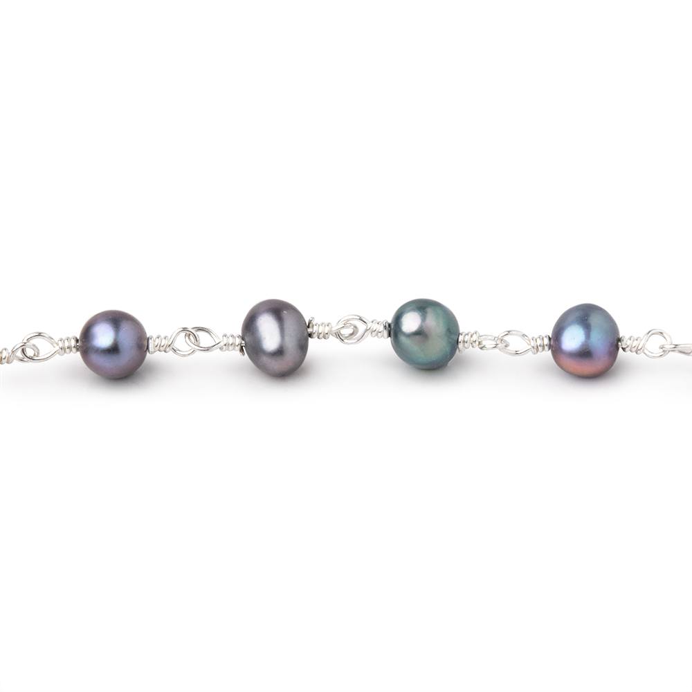 5x4-6x4mm Peacock Baroque Pearls on Silver Plated Chain (ONLINE ORDER ONLY)