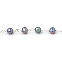 5x4-6x4mm Peacock Baroque Pearls on Silver Plated Chain (ONLINE ORDER ONLY)