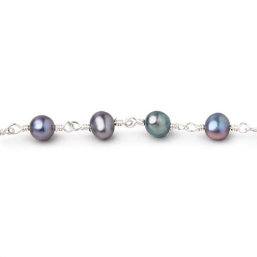 5x4-6x4mm Peacock Baroque Pearls on Silver Plated Chain (ONLINE ORDER ONLY)