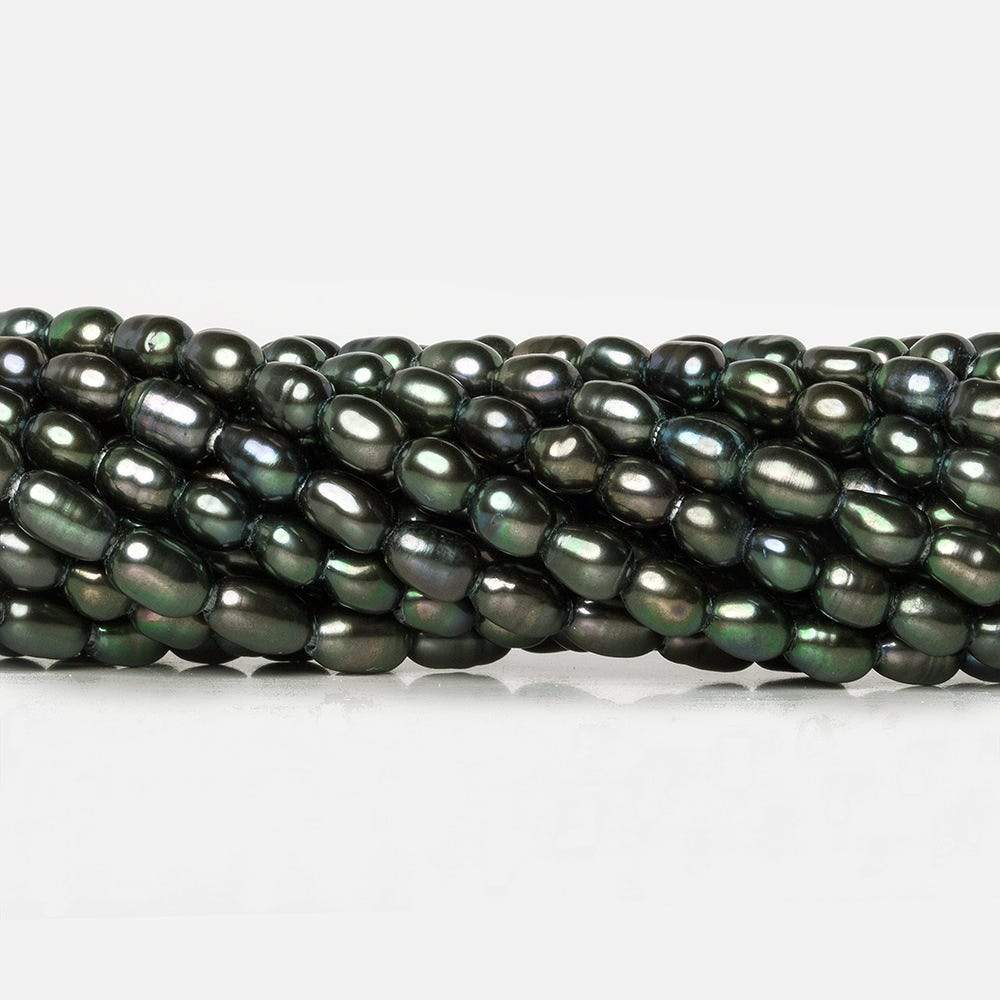 6x4mm Peacock Grey Large Hole Oval Freshwater Pearls 15inch 59pcs (ONLINE ORDER ONLY)