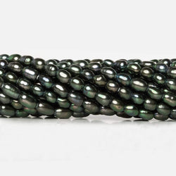 6x4mm Peacock Grey Large Hole Oval Freshwater Pearls 15inch 59pcs (ONLINE ORDER ONLY)