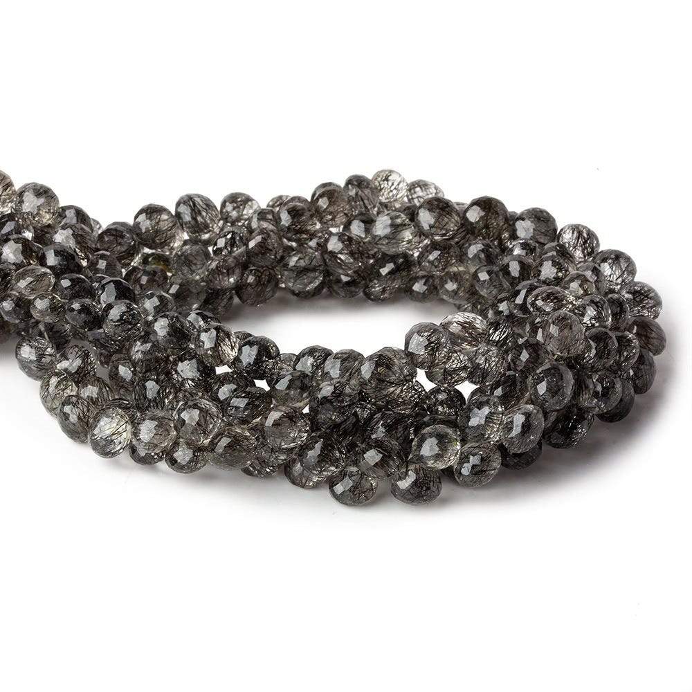 5x4-6x5mm Tourmalinated Quartz Faceted Candy Kiss 8.5 inch 68 beads AA (ONLINE ORDER ONLY)