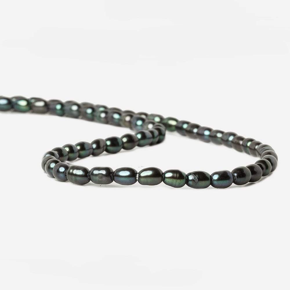 7x4mm Forest Green Peacock Large Hole Oval Freshwater Pearls 15inch 60pcs (ONLINE ORDER ONLY)