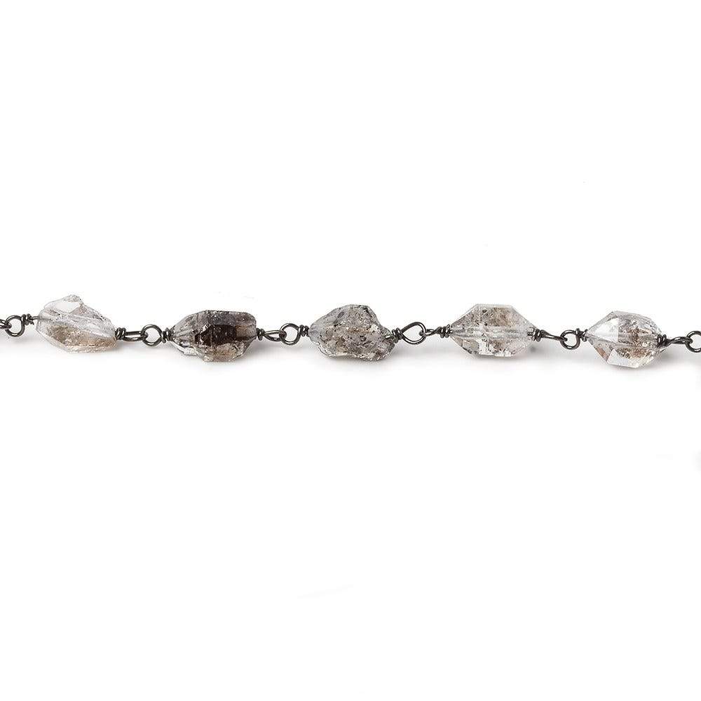 5x4-7x5mm Double Terminated Quartz Crystal Black Gold plated Chain by the foot (ONLINE ORDER ONLY)