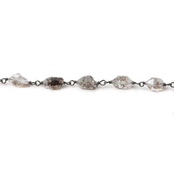 5x4-7x5mm Double Terminated Quartz Crystal Black Gold plated Chain by the foot (ONLINE ORDER ONLY)