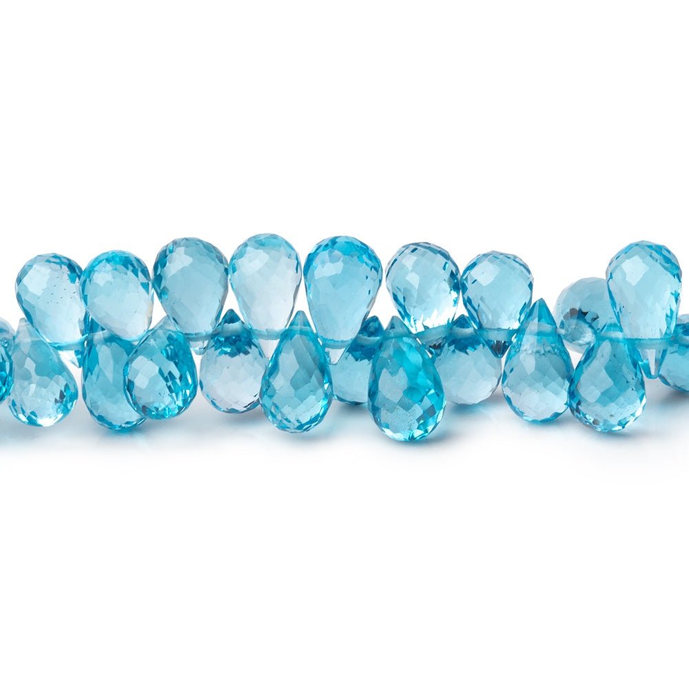5x4-8x4.5mm Swiss Blue Topaz Faceted Tear Drop Beads 7.5 inch 96 pieces AAA (ONLINE ORDER ONLY)