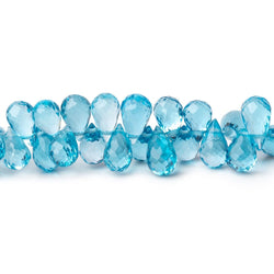 5x4-8x4.5mm Swiss Blue Topaz Faceted Tear Drop Beads 7.5 inch 96 pieces AAA (ONLINE ORDER ONLY)