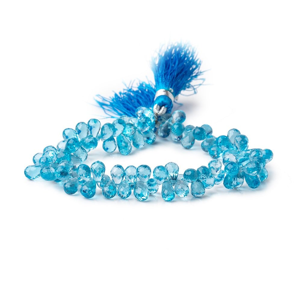 5x4-8x4.5mm Swiss Blue Topaz Faceted Tear Drop Beads 7.5 inch 96 pieces AAA (ONLINE ORDER ONLY)