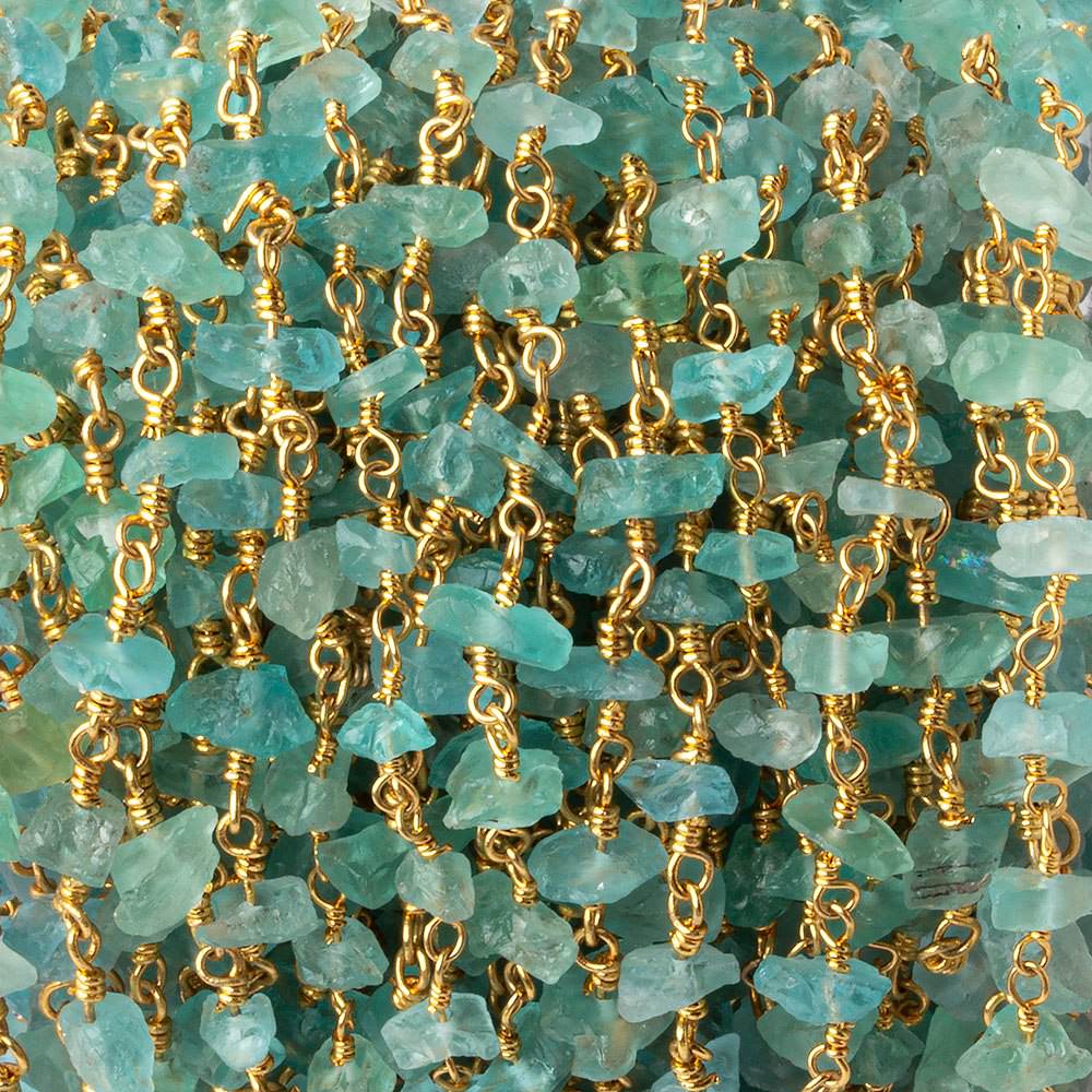5x4-8x4mm Matte Pool Blue Apatite Chips Gold plated Chain by the foot 35 pieces (ONLINE ORDER ONLY)