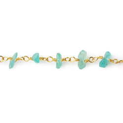 5x4-8x4mm Matte Pool Blue Apatite Chips Gold plated Chain by the foot 35 pieces (ONLINE ORDER ONLY)