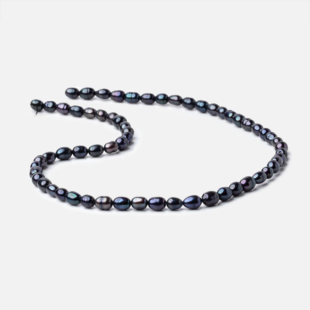 5x8mm Dark Navy Peacock Oval Straight Drilled Freshwater Pearls 14.5 inch 60 pcs (ONLINE ORDER ONLY)