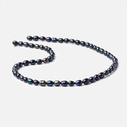 5x8mm Dark Navy Peacock Oval Straight Drilled Freshwater Pearls 14.5 inch 60 pcs (ONLINE ORDER ONLY)
