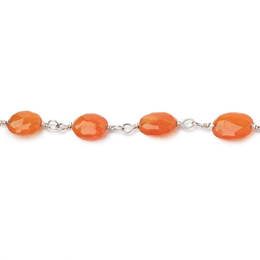 5x4-8x6mm Carnelian Faceted Oval Beads on .925 Silver Chain (ONLINE ORDER ONLY)