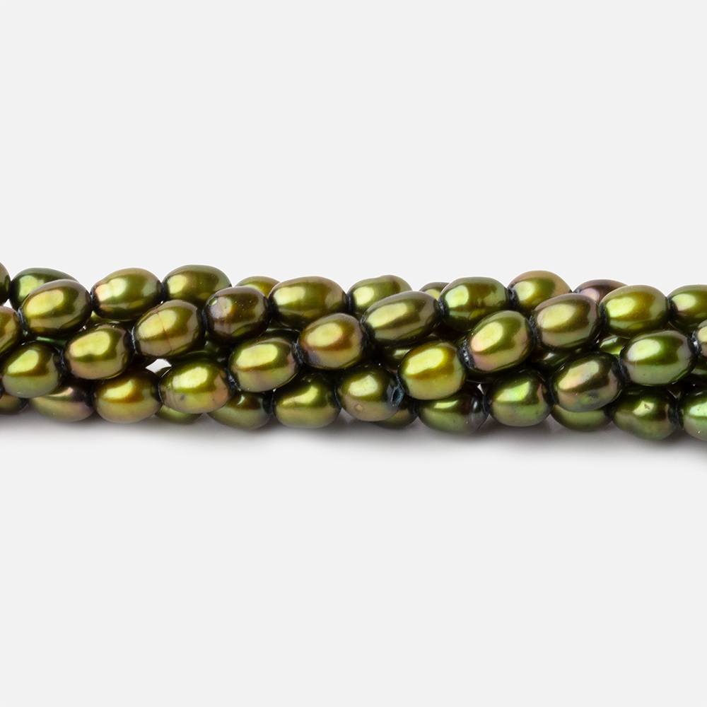 5x4mm Avocado Green Straight Drill Oval Freshwater Pearl 15 inch 81 pieces (ONLINE ORDER ONLY)