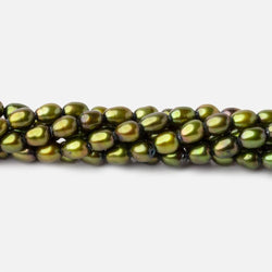 5x4mm Avocado Green Straight Drill Oval Freshwater Pearl 15 inch 81 pieces (ONLINE ORDER ONLY)
