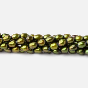 5x4mm Avocado Green Straight Drill Oval Freshwater Pearl 15 inch 81 pieces (ONLINE ORDER ONLY)