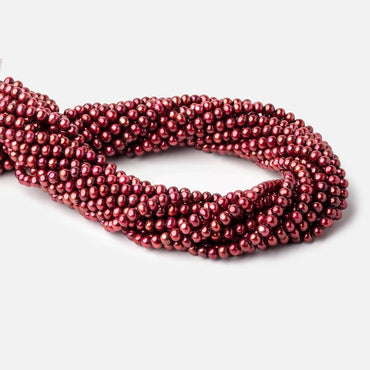 5x4mm Berry Red Off Round Freshwater Pearls 15 inch 98 pieces (ONLINE ORDER ONLY)