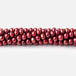 5x4mm Berry Red Off Round Freshwater Pearls 15 inch 98 pieces (ONLINE ORDER ONLY)